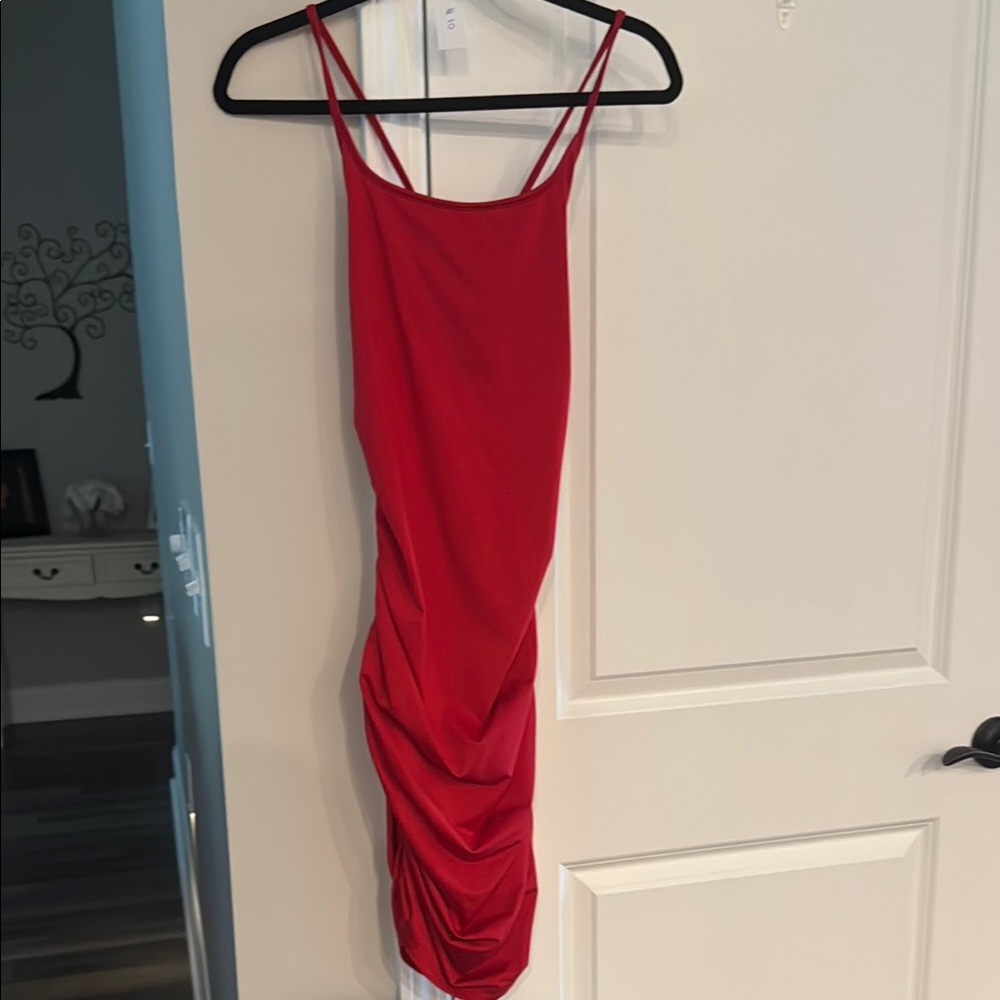 Amazon Red Ruched Bodycon Mini Dress